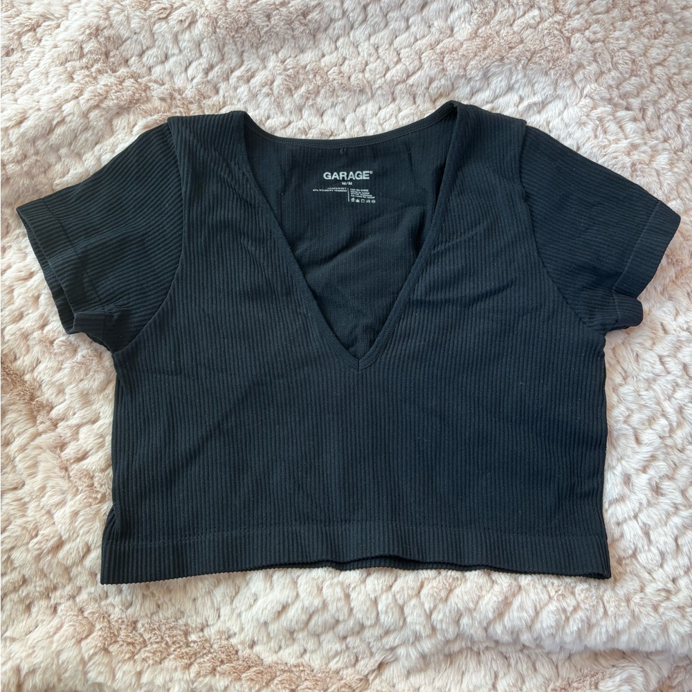 Black Garage Crop Top